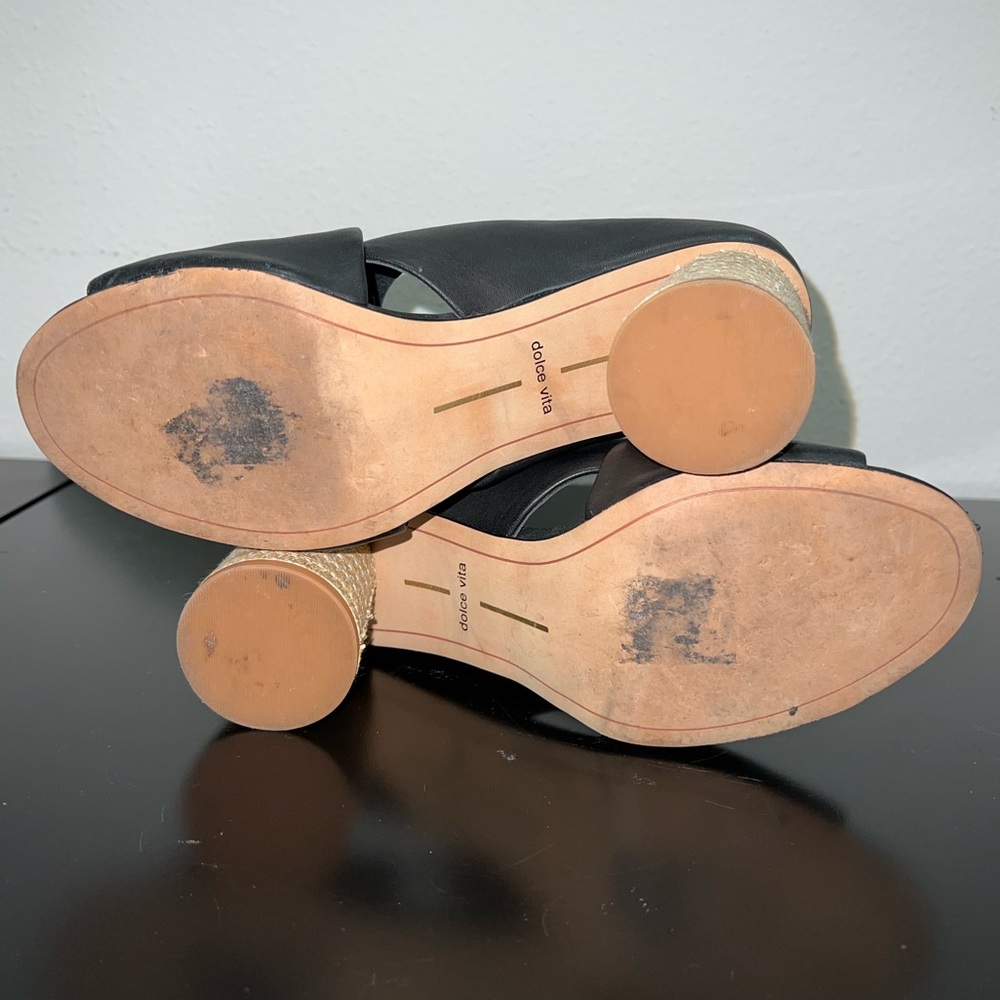 Dolce Vita Black Javi Block Heel Sandals - Picture 9 of 9